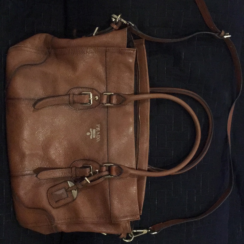 PRADA brown leather bogo bag. Gently used.